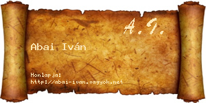 Abai Iván névjegykártya
